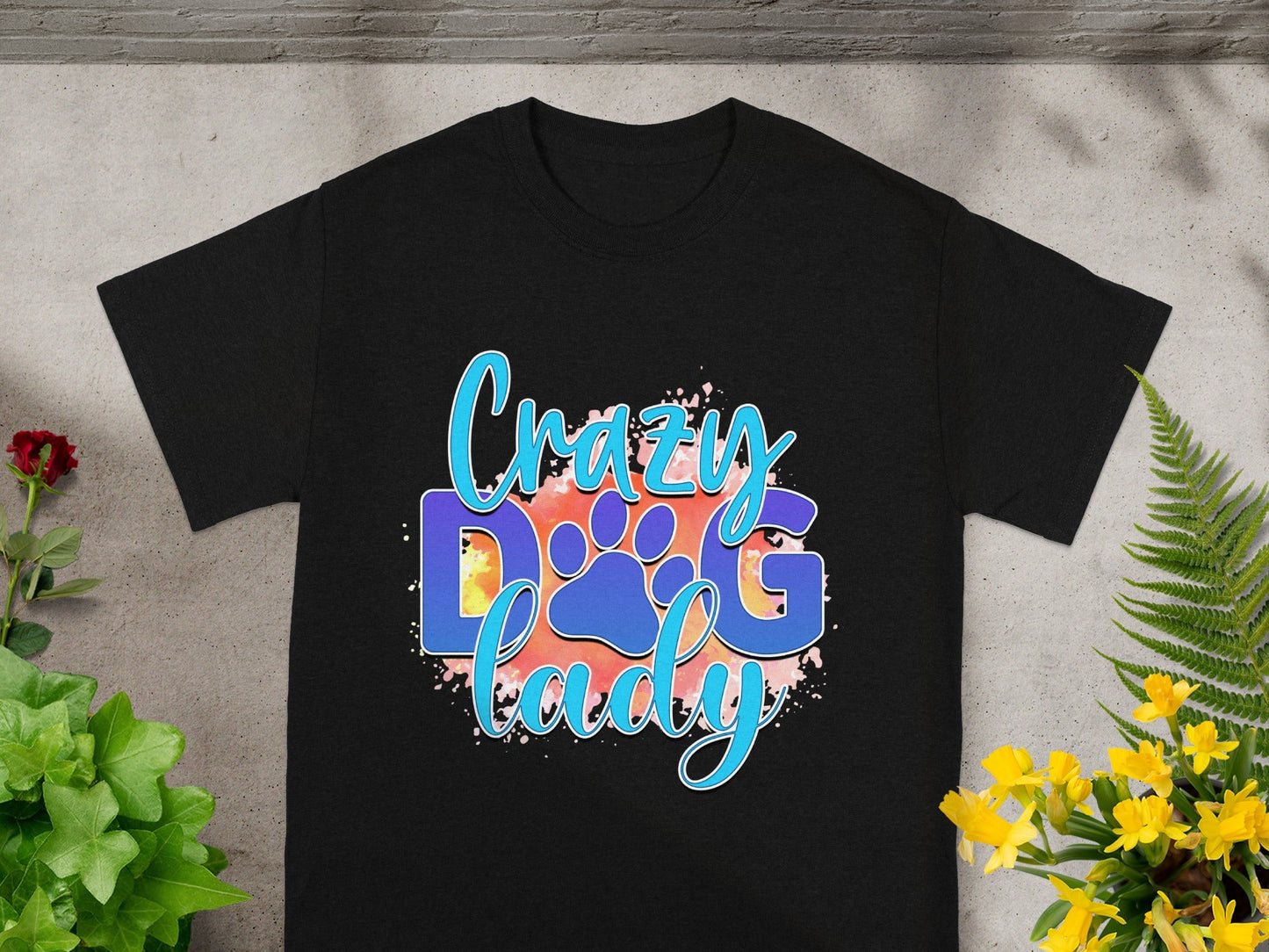Crazy Dog Lady Fun Colorful Graphic T-Shirt