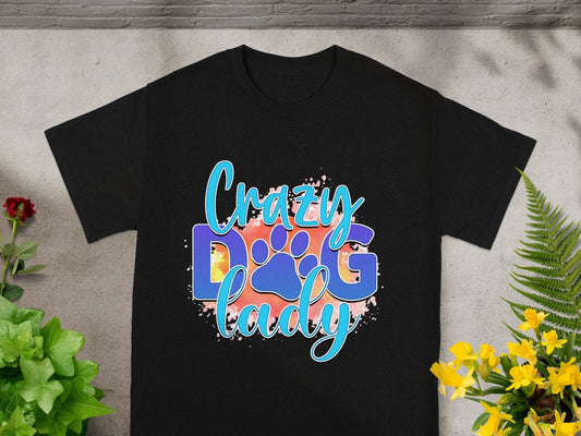 Crazy Dog Lady Fun Colorful Graphic T-Shirt