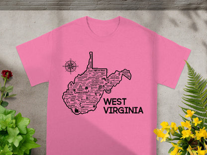 West Virginia Travelers Map T-Shirt