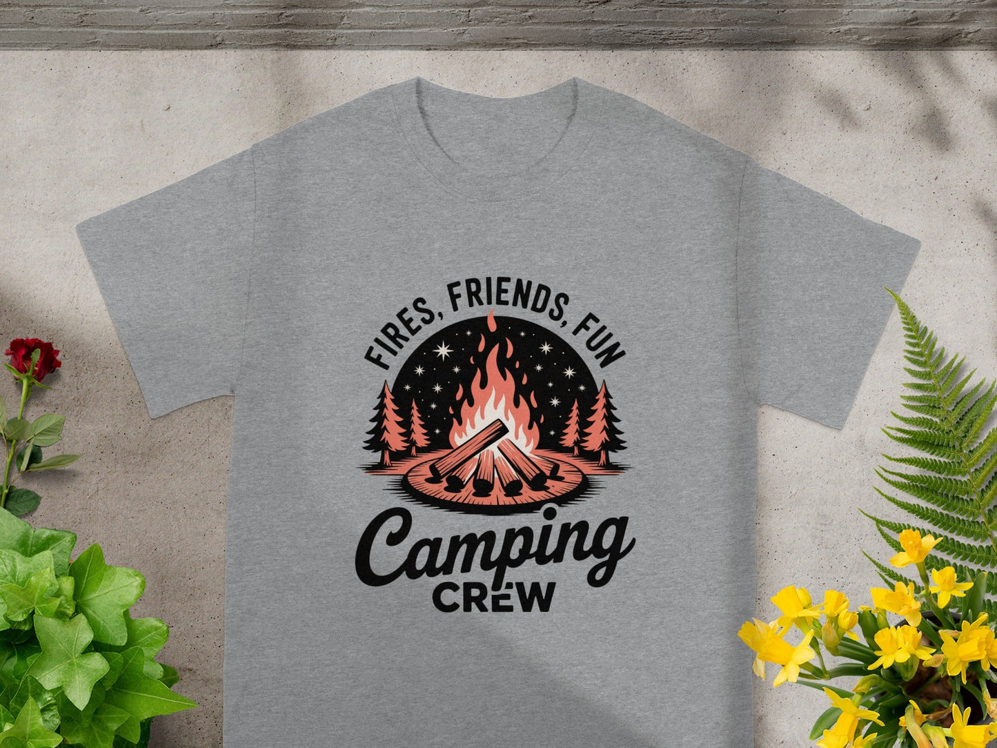 Fires Friends Fun Camping Crew T-shirt for Outdoor Adventures