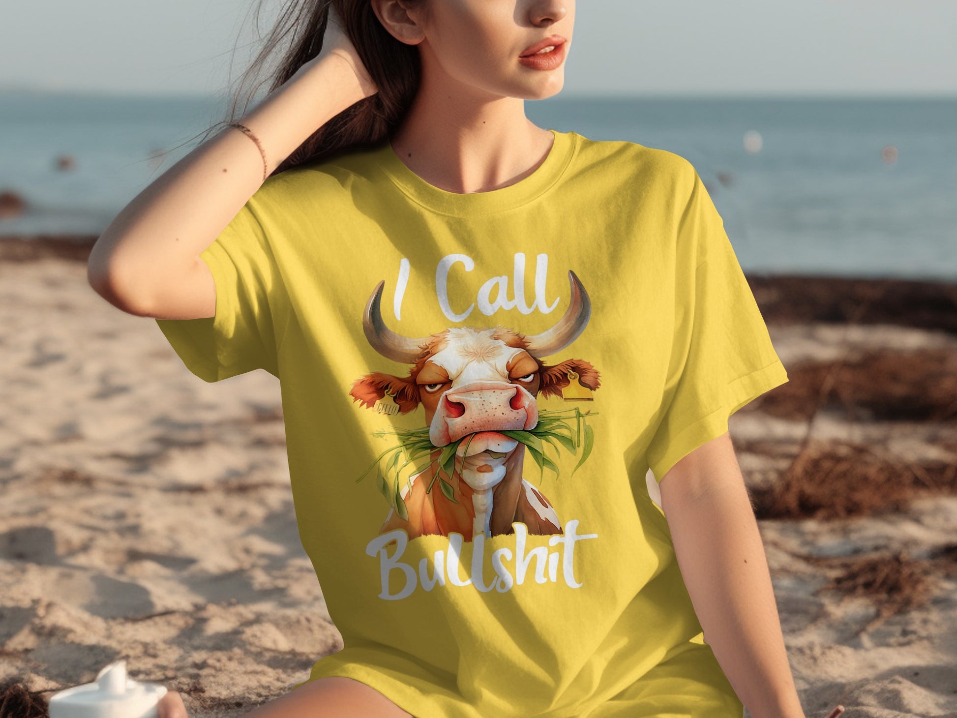 I Call Bullshit Funny Yellow Graphic T-Shirt