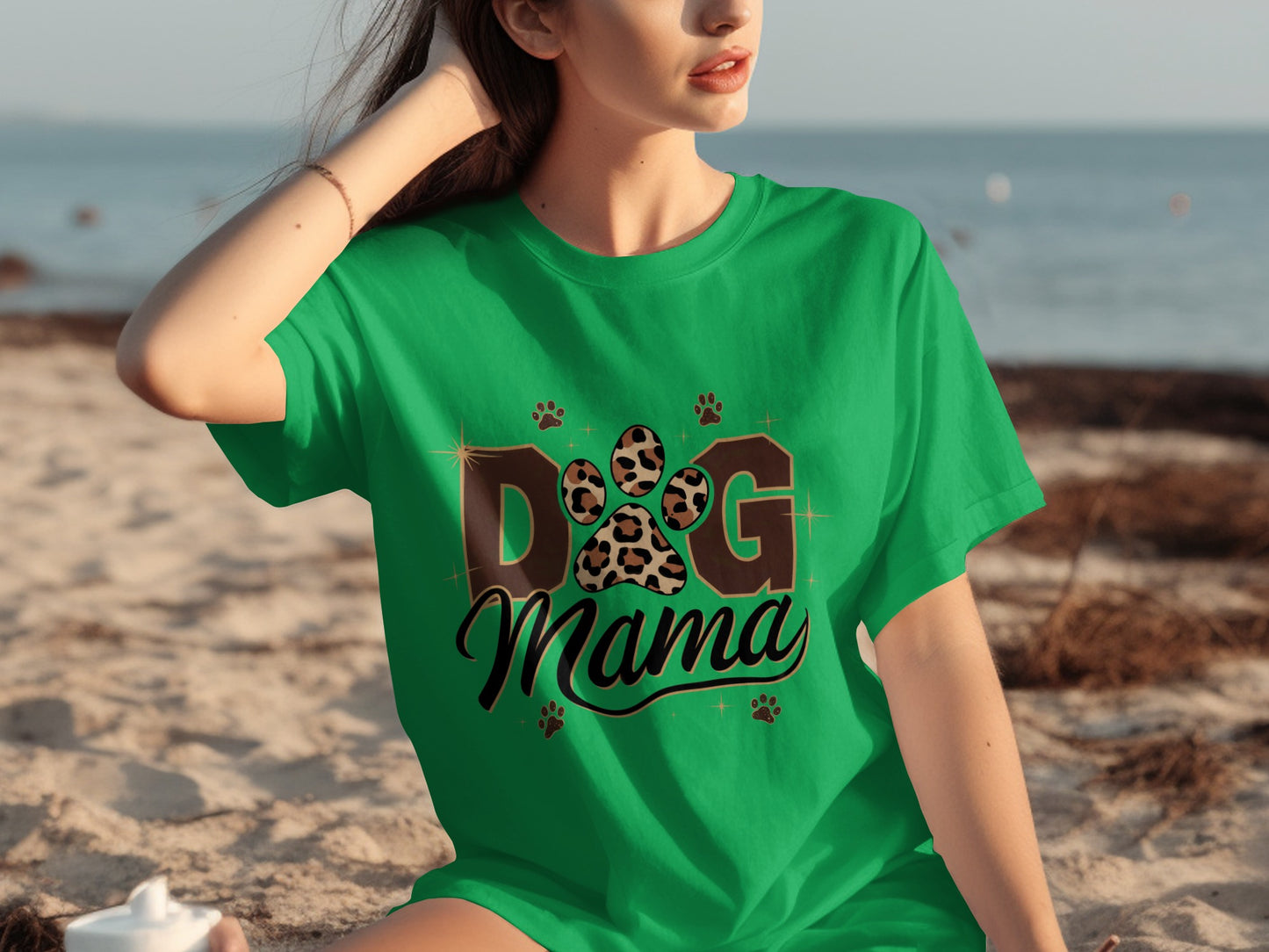 Dog Mama Graphic Tee with Leopard Print Design