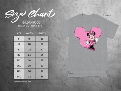 GILDAN 5000 Minnie Mouse T-Shirt Size Chart product type