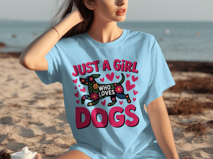 Just A Girl Who Loves Dogs With Hearts T-shirt