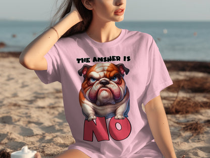 The Answer Is No Bulldog Graphic T-Shirt