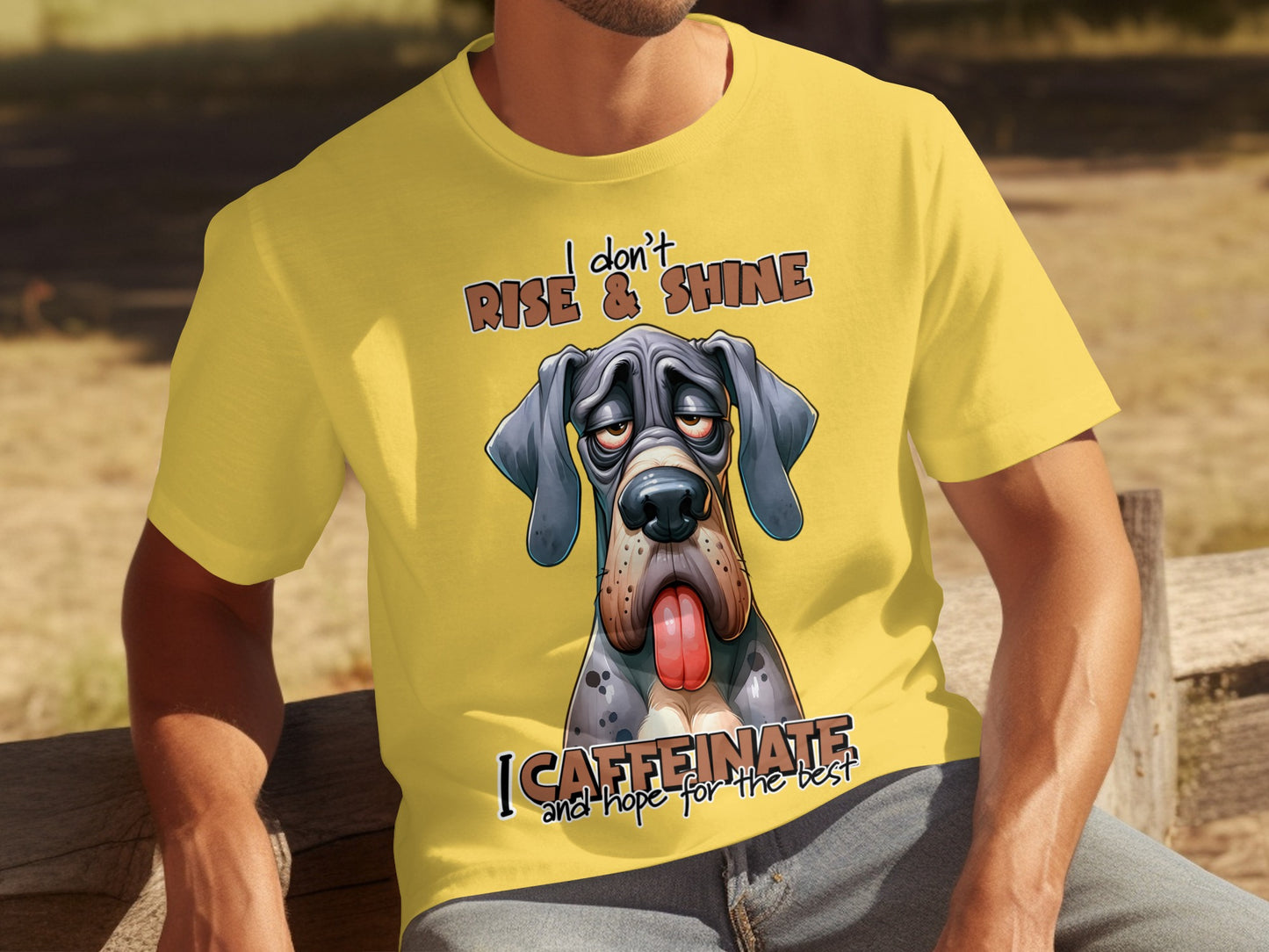I Don't Rise & Shine I Caffeinate Funny Dog T-Shirt