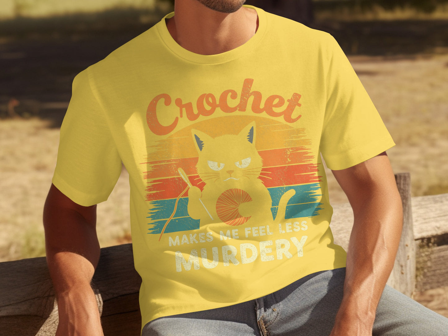 Crochet Makes Me Feel Less Murdery Cat T-Shirt