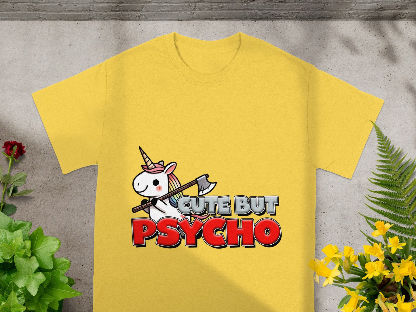 Cute But Psycho Unicorn Yellow Shirt Product