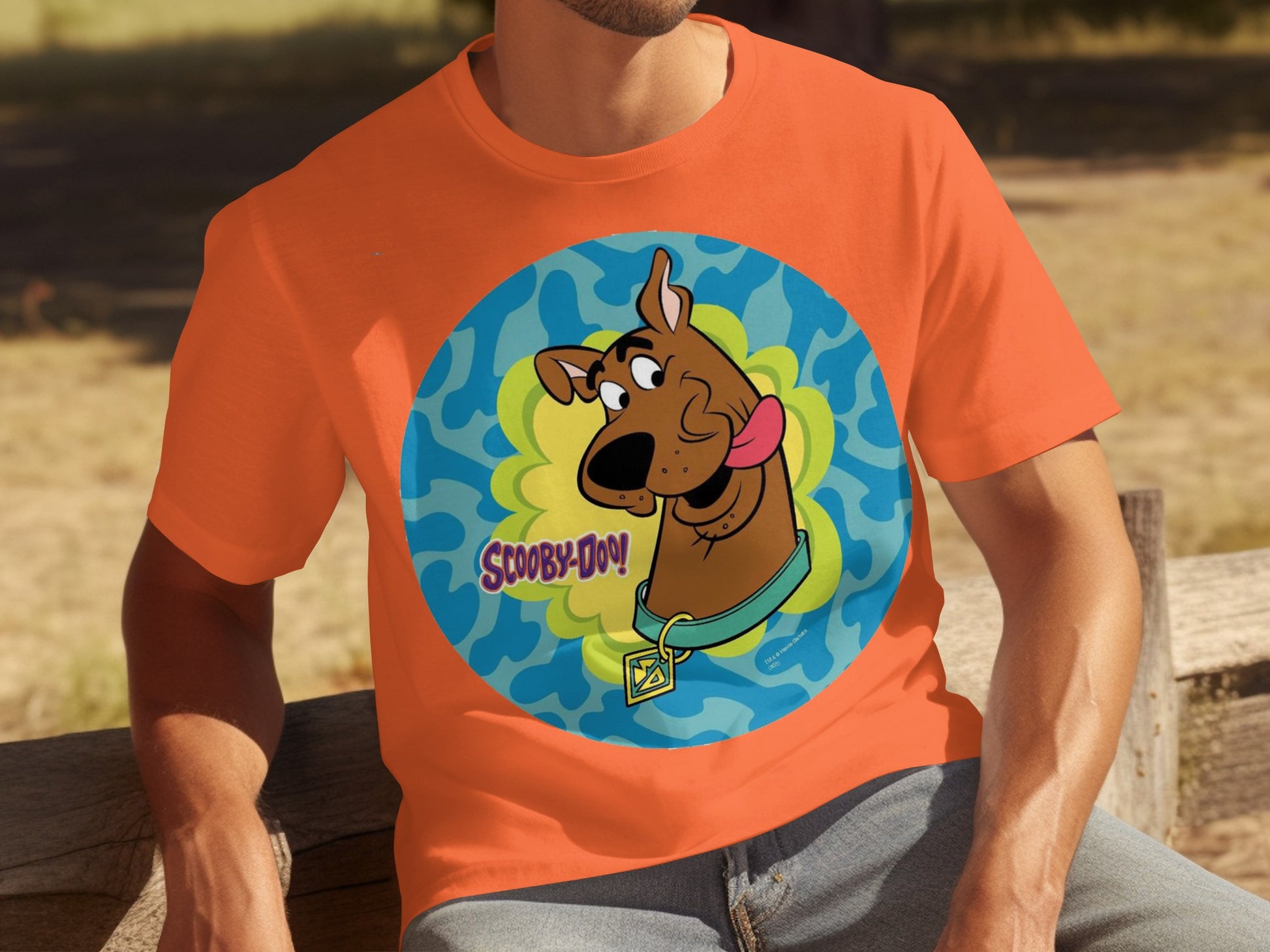 Scooby-Doo Graphic Tee with Colorful Background Design
