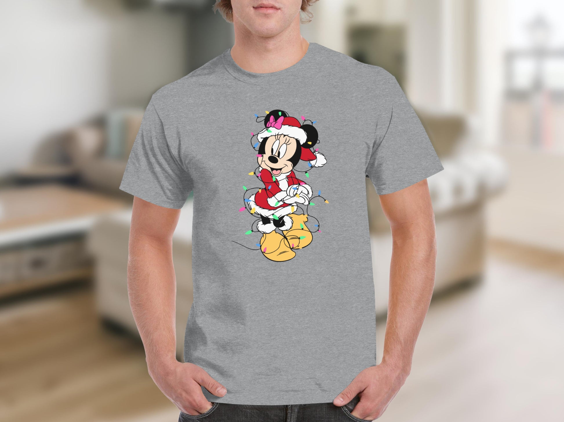 Festive Minnie Mouse Graphic T-Shirt for Holiday Wear