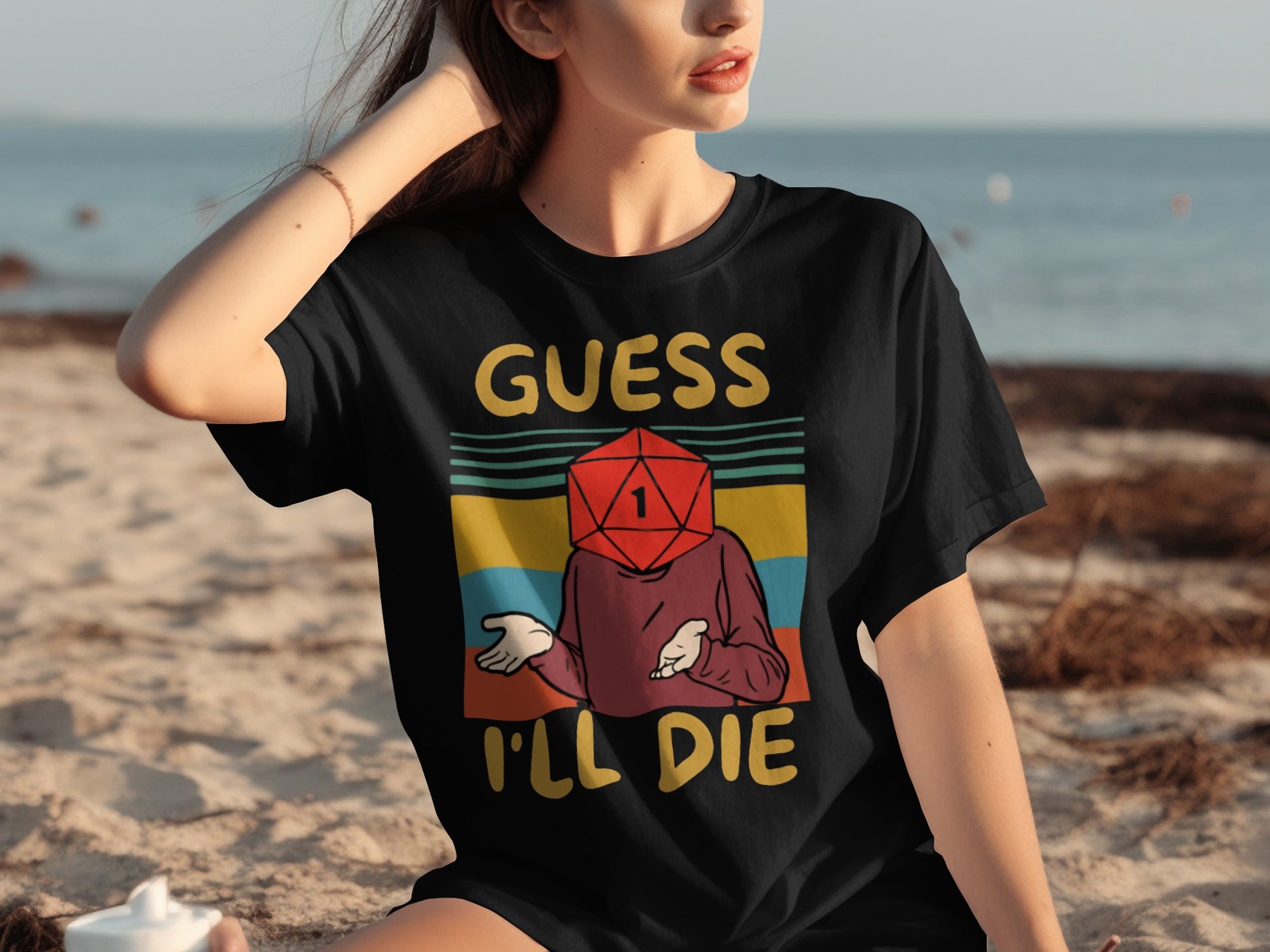 Guess I'll Die Graphic T-Shirt With D20 Design