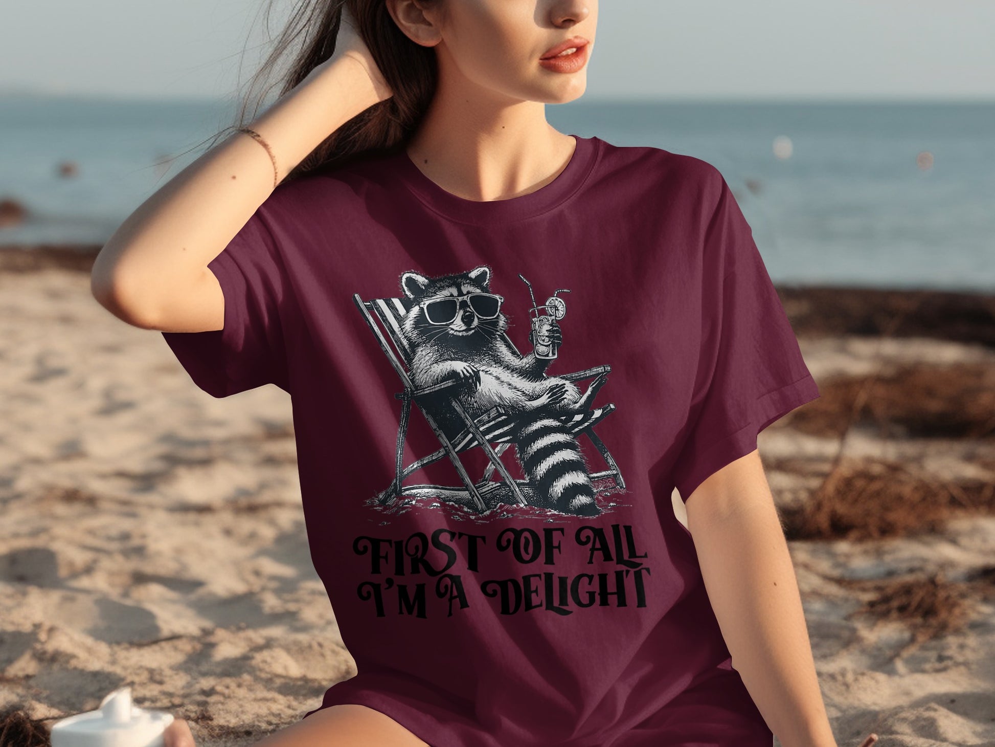 First of All I'm a Delight Raccoon Graphic T-Shirt