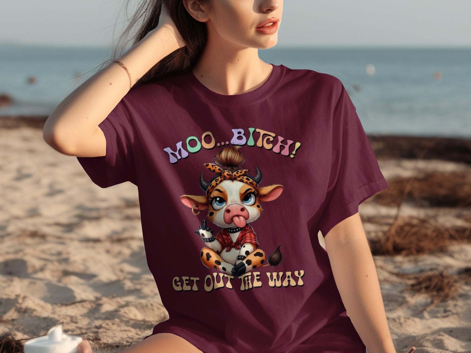 Moo Bitch Get Out The Way Funny Cow Cartoon Shirt