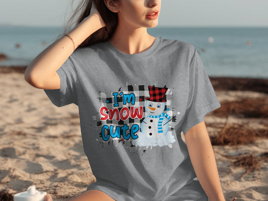 I'm Snow Cute Graphic Print Snowman T-shirt