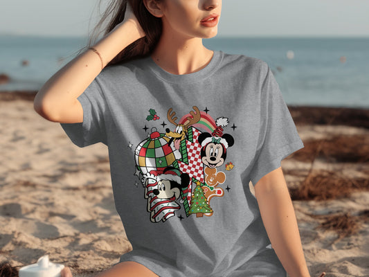 Festive Mickey Minnie Christmas T-Shirt Holiday Apparel