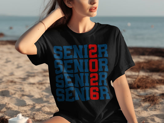 Senior 2026 Graphic Print T-shirt for Graduation Year