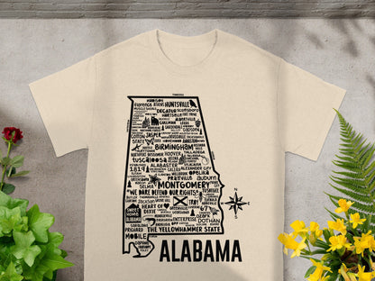 Alabama Cities State Map Design T-Shirt Product