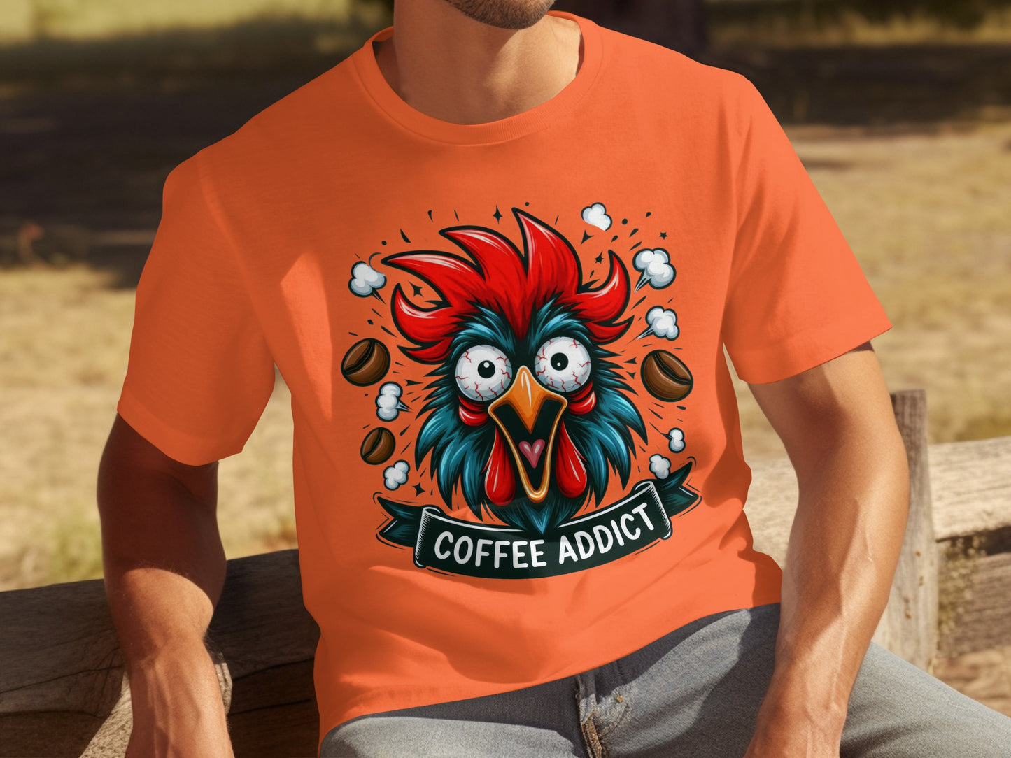 Funny Coffee Addict Crazy Chicken T-Shirt