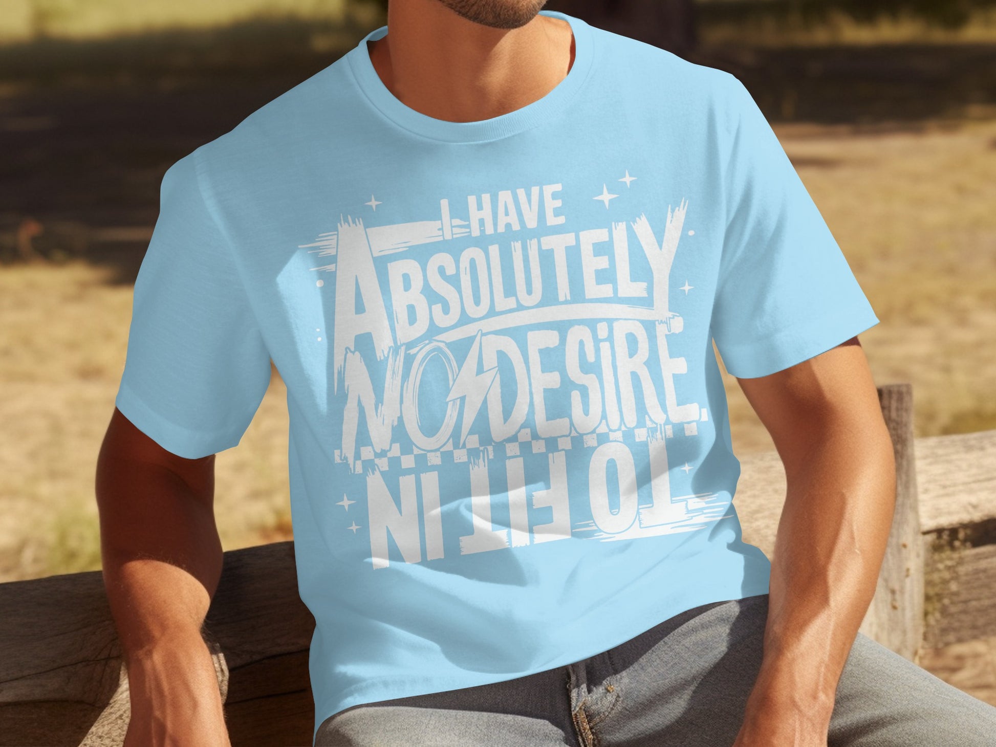 I Have Absolutely No Desire Blue Graphic Tee