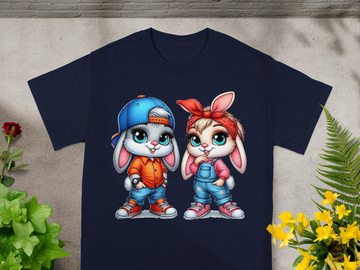 Playful Street Style Bunny Duo T-Shirt