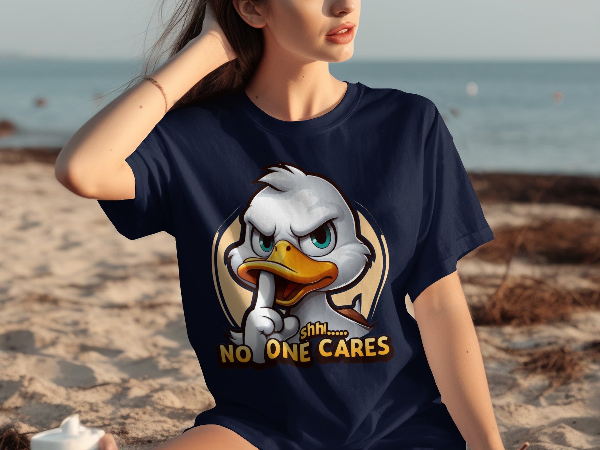 Shhh No One Cares Duck Beach Graphic T-shirt