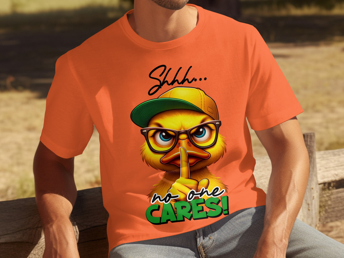 Shhh No One Cares Funny Duck Cartoon T-shirt