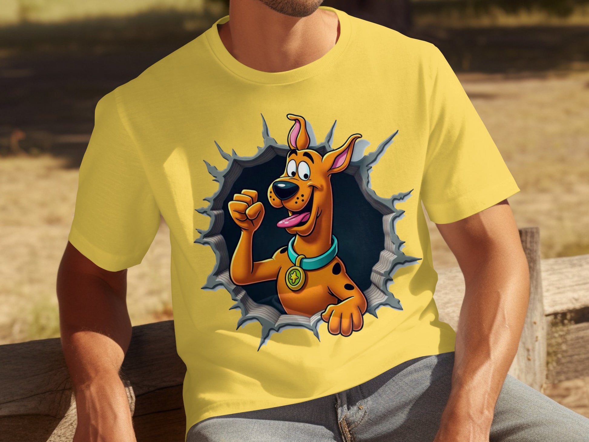 Vibrant Yellow Scooby-Doo Themed Cartoon T-shirt
