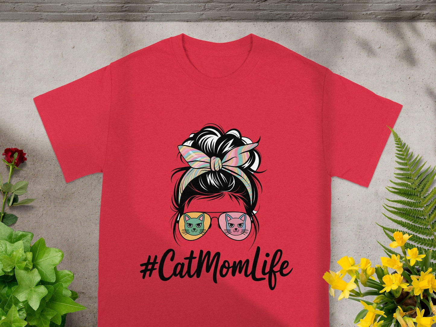 Cat Mom Life Cute Cat Lover Graphic Tee Shirt