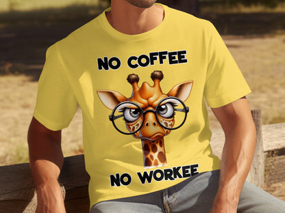No Coffee No Workee Funny Giraffe Illustration Shirt
