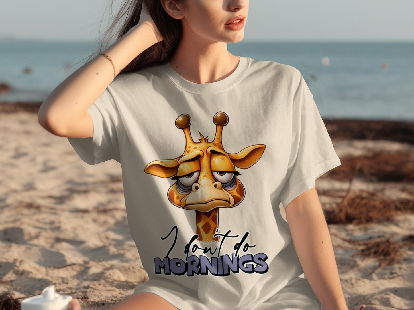 I Don't Do Mornings Giraffe Print T-shirt