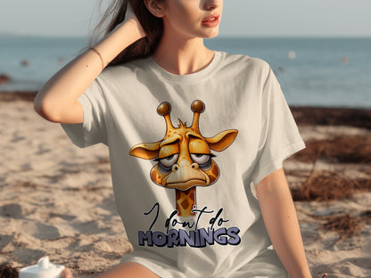 I Don't Do Mornings Giraffe Print T-shirt