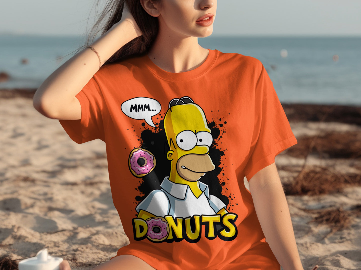 Mmm Donuts Graphic Tee Featuring Iconic Cartoon Character