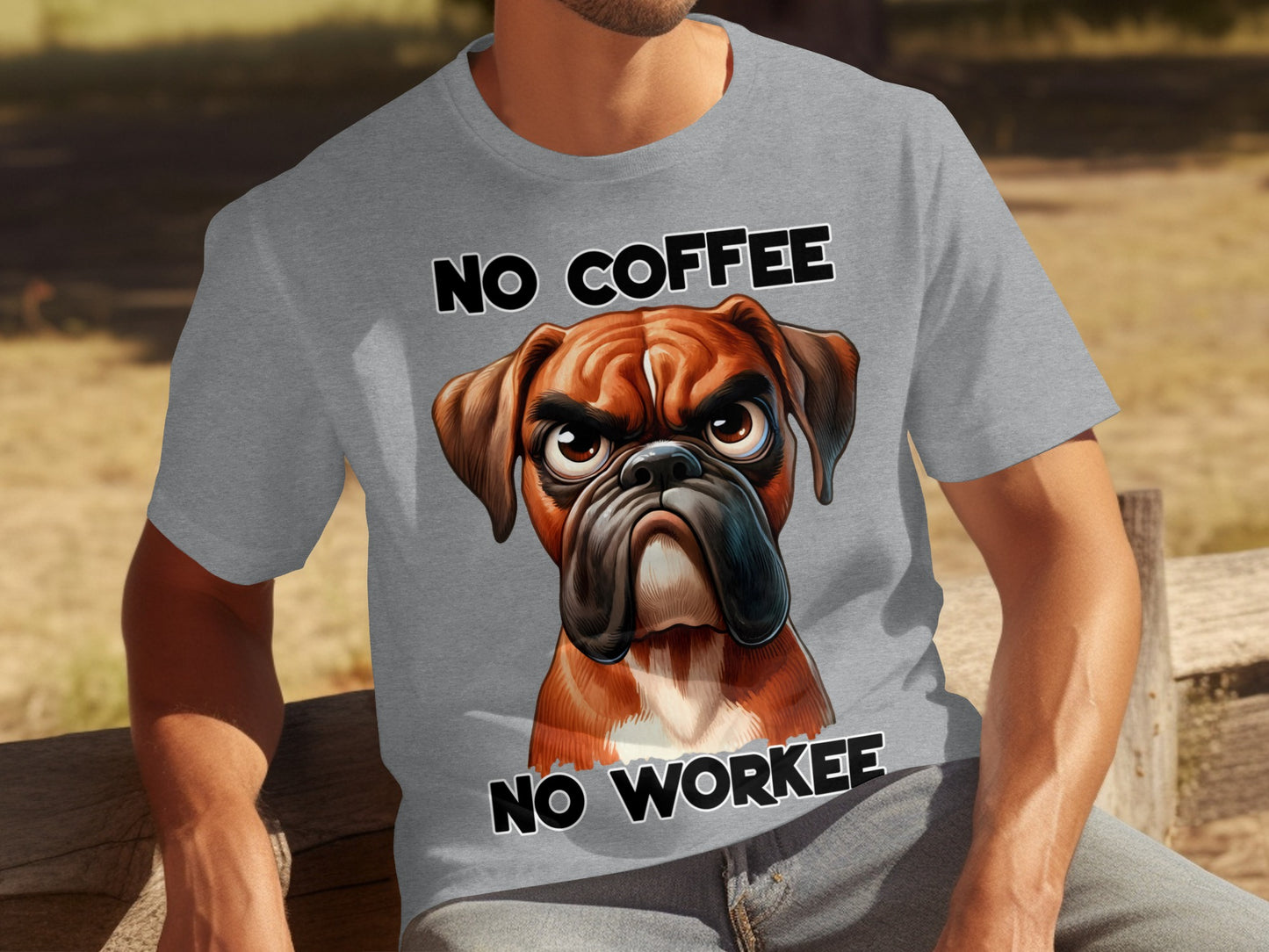 No Coffee No Workee Funny Dog Face Graphic Shirt
