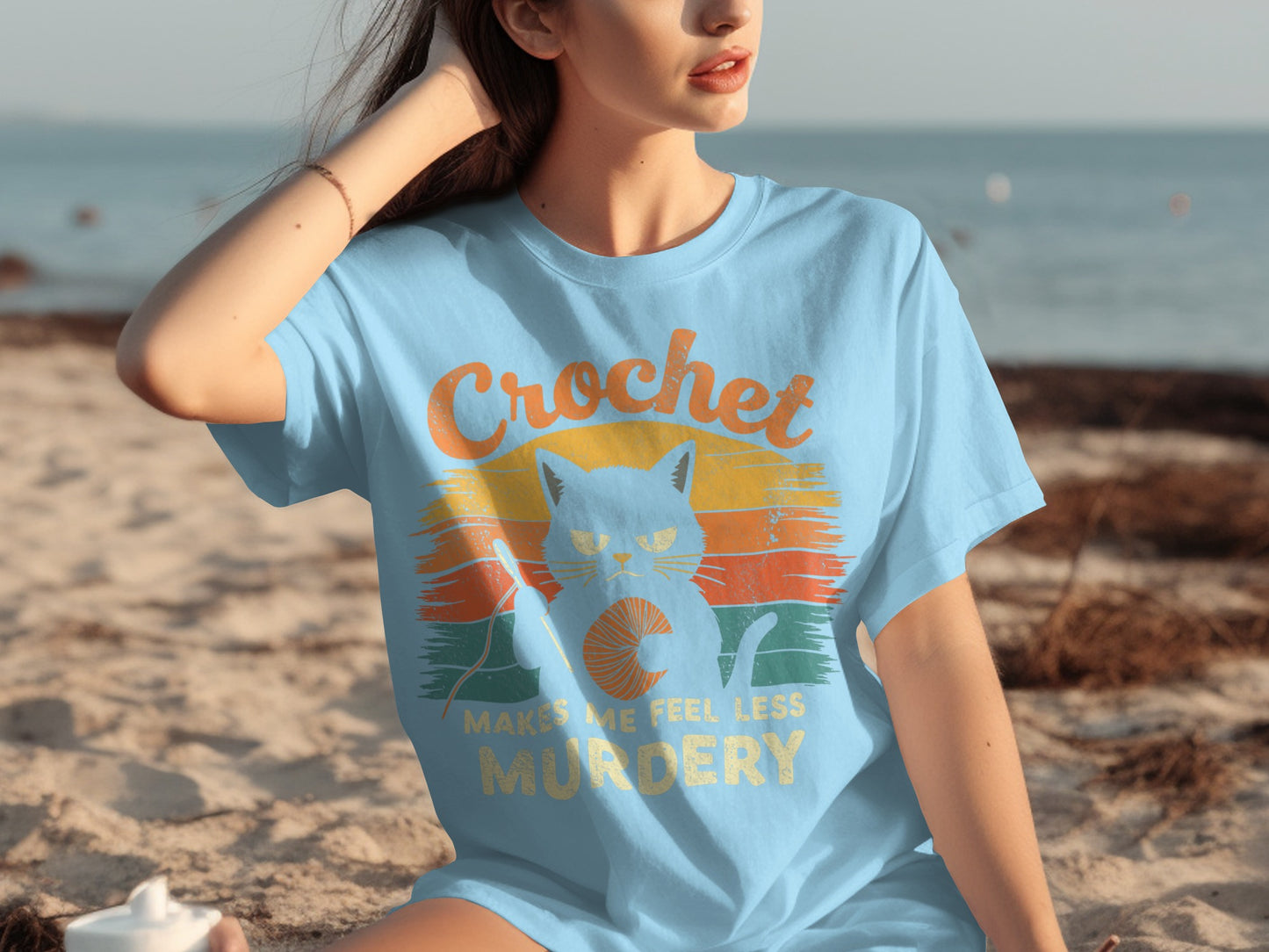 Crochet Makes Me Feel Less Murdery Graphic Tee