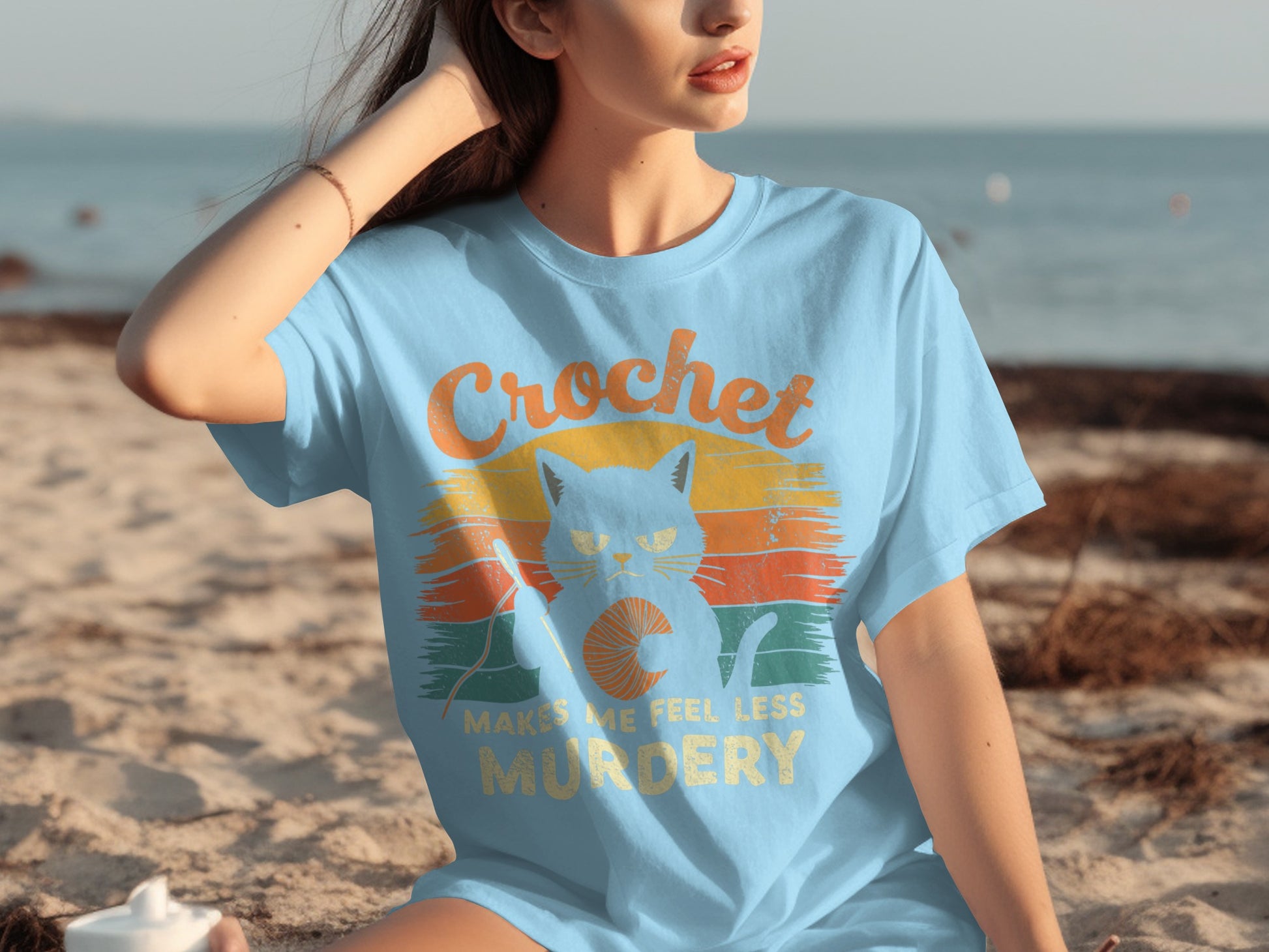 Crochet Makes Me Feel Less Murdery Graphic Tee