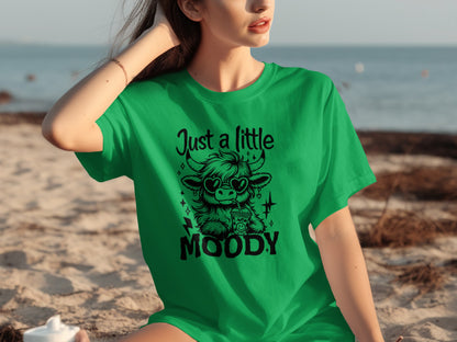 Just a Little Moody Cute Cow Graphic T-shirt