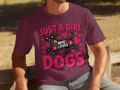 Just A Girl Who Loves Dogs Graphic Tee Shirt