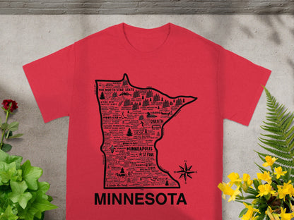Minnesota Map Design Unisex T-Shirt Casual Wear