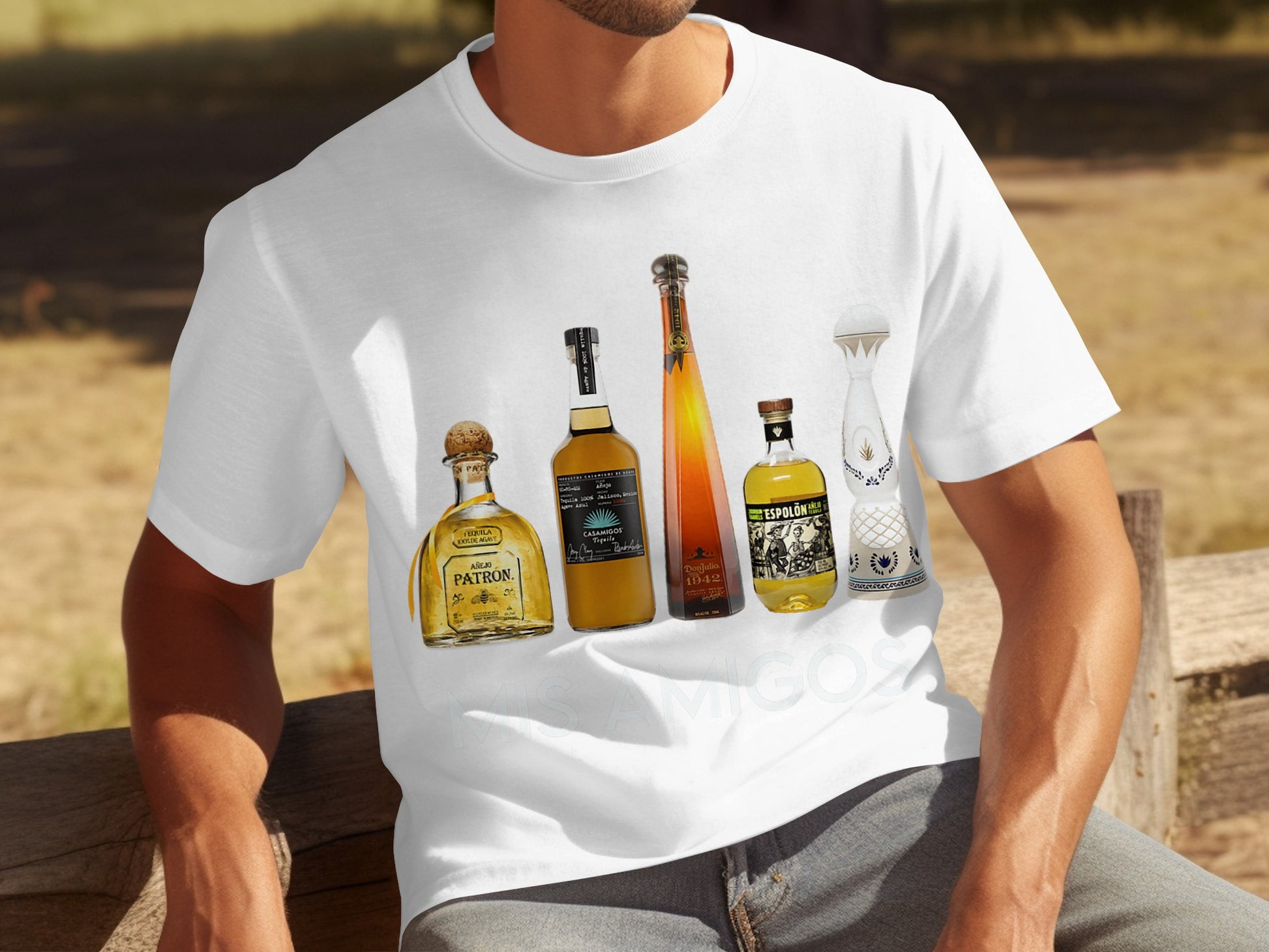Men's T-Shirt with Tequila Bottle Graphic Design