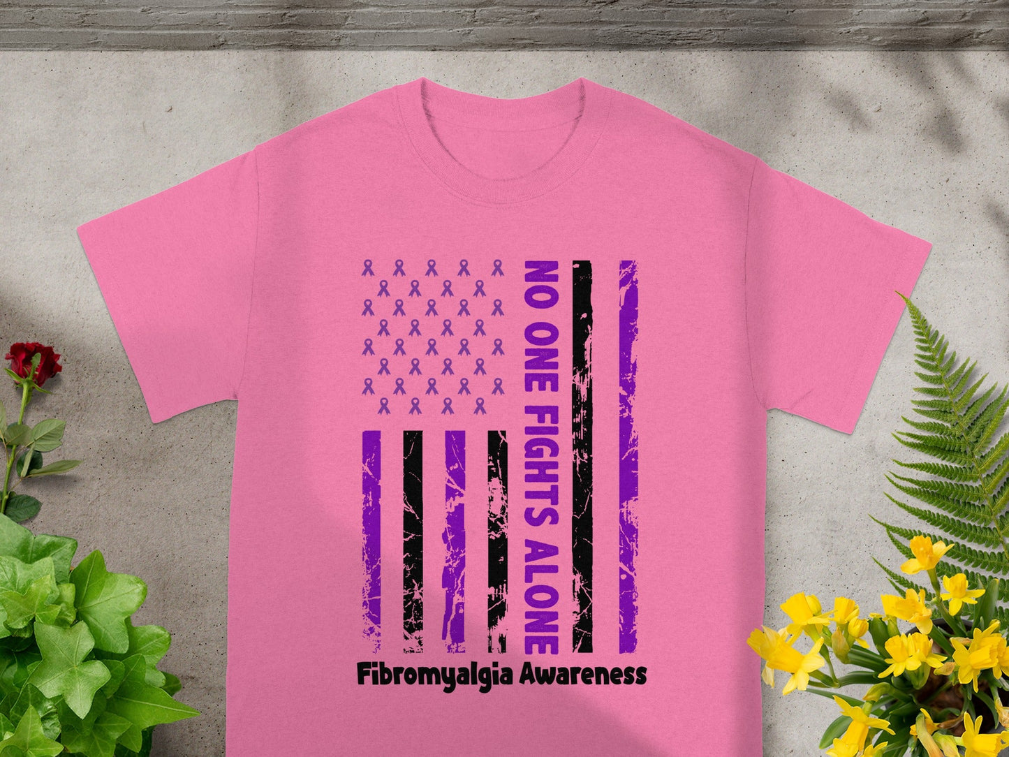 No One Fights Alone Fibromyalgia Awareness T-shirt