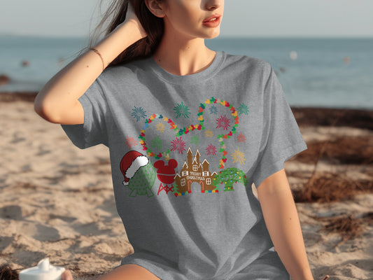Merry Christmas Festive Winter Scene Graphic Tee