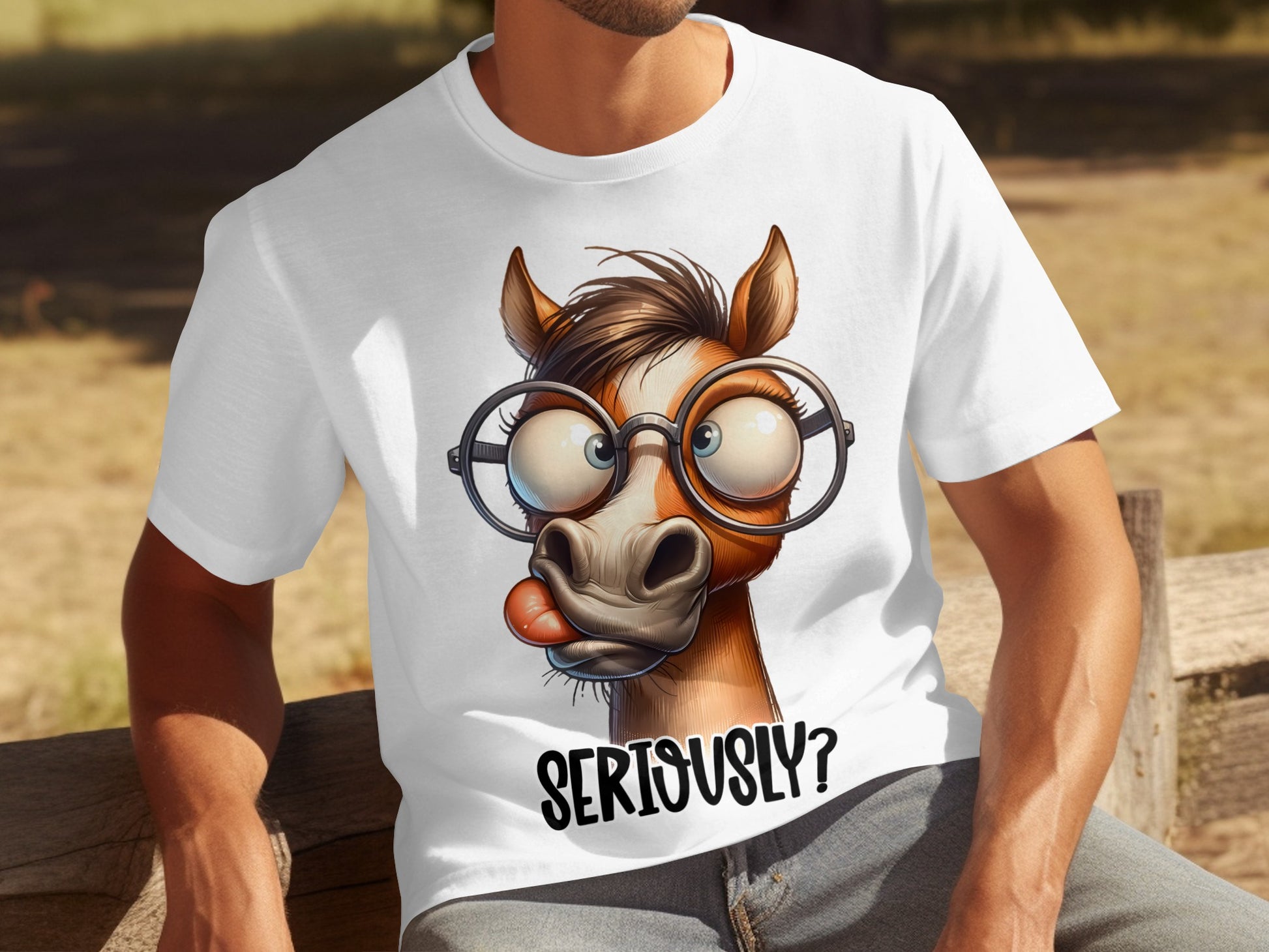 Funny Seriously Cartoon Horse T-Shirt for Animal Lovers