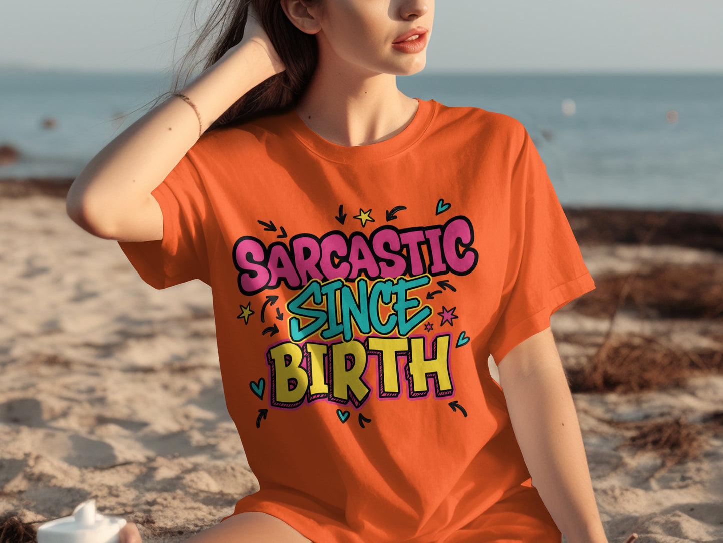 Sarcastic Since Birth Graphic Message T-Shirt