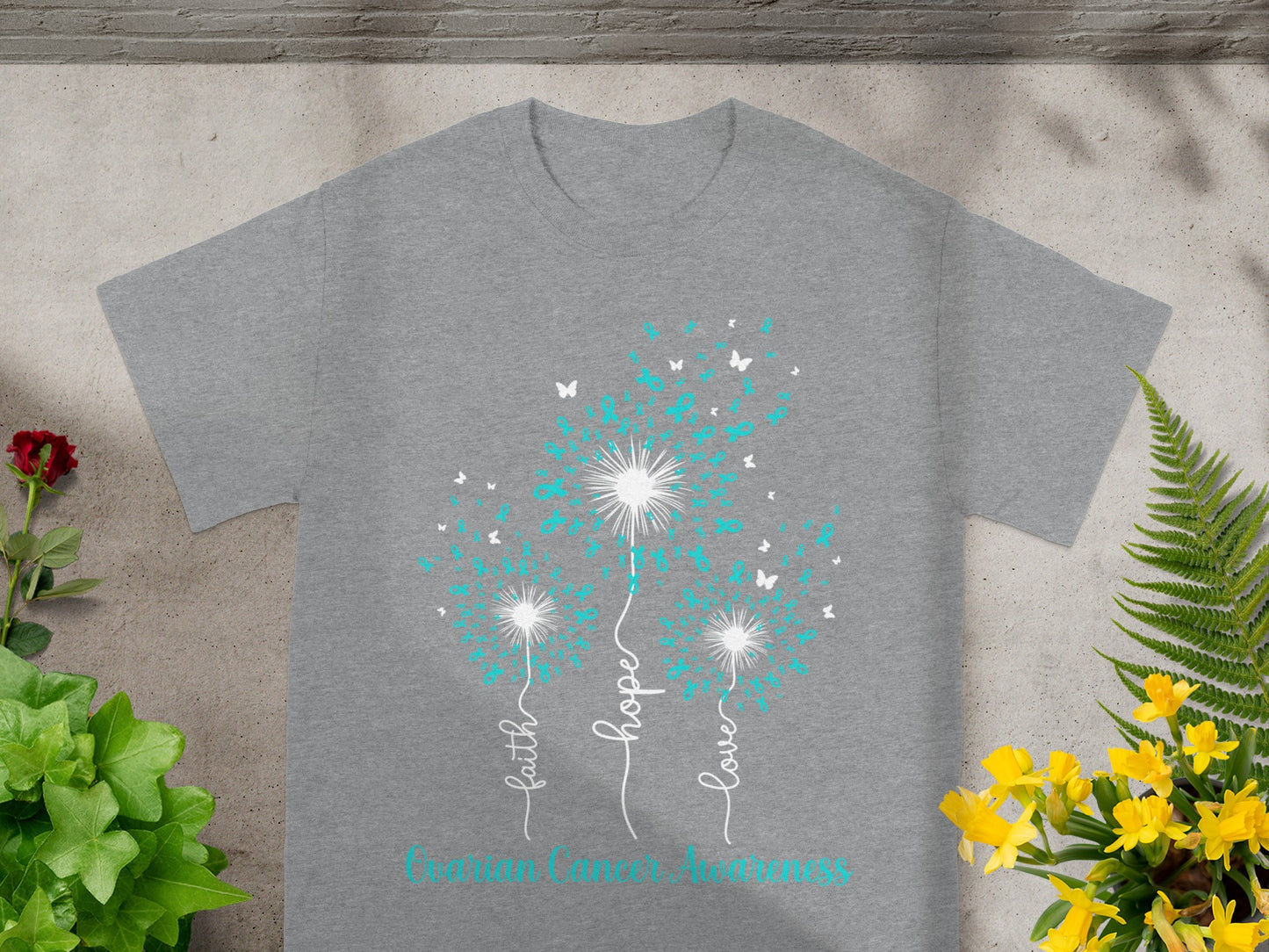 Faith Hope Love Ovarian Cancer Awareness T-shirt