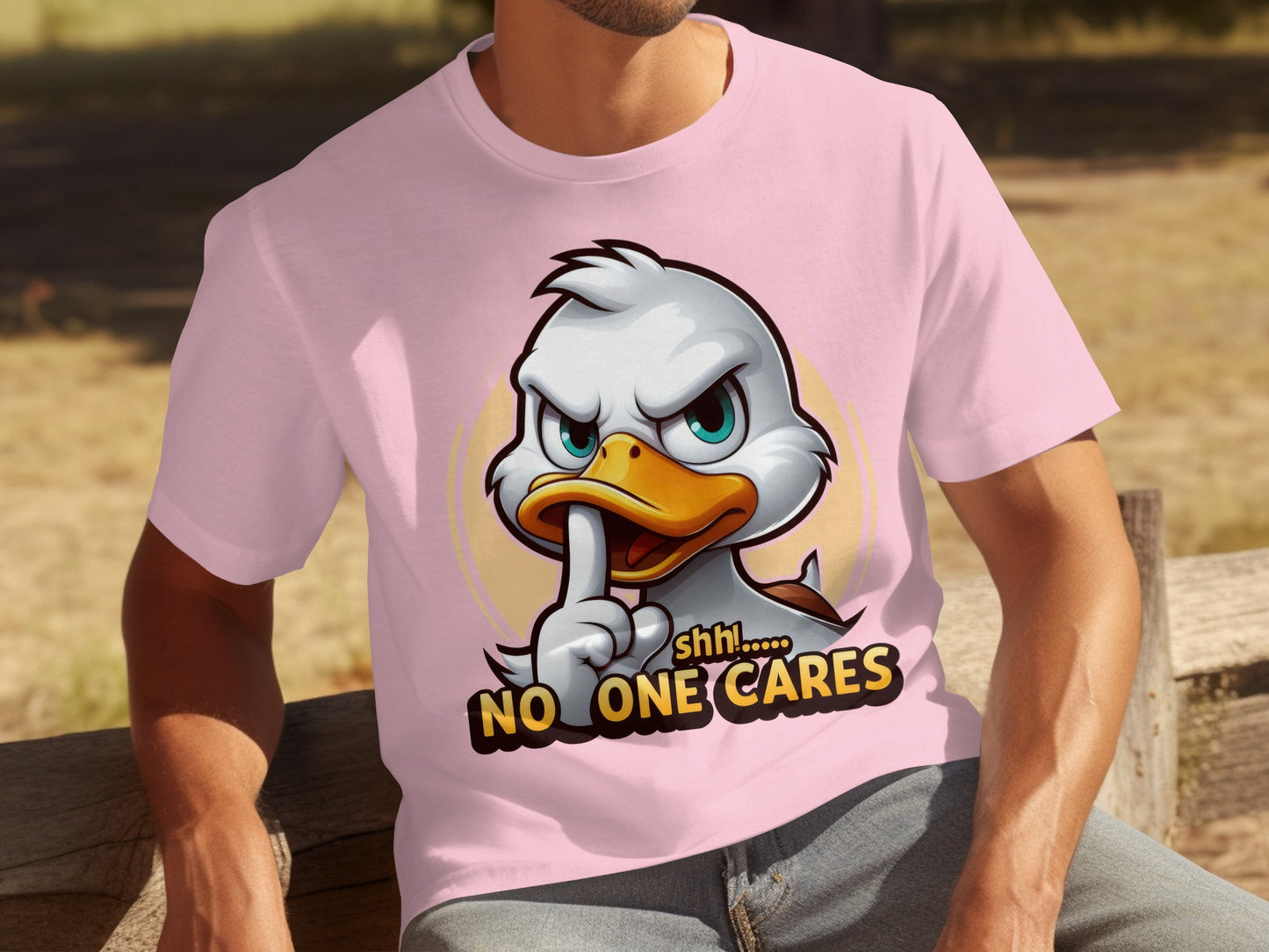 Shhh No One Cares Angry Duck Graphic T-Shirt