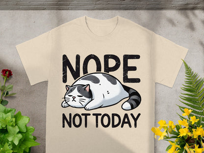 Nope Not Today Cute Sleeping Cat Graphic T-Shirt