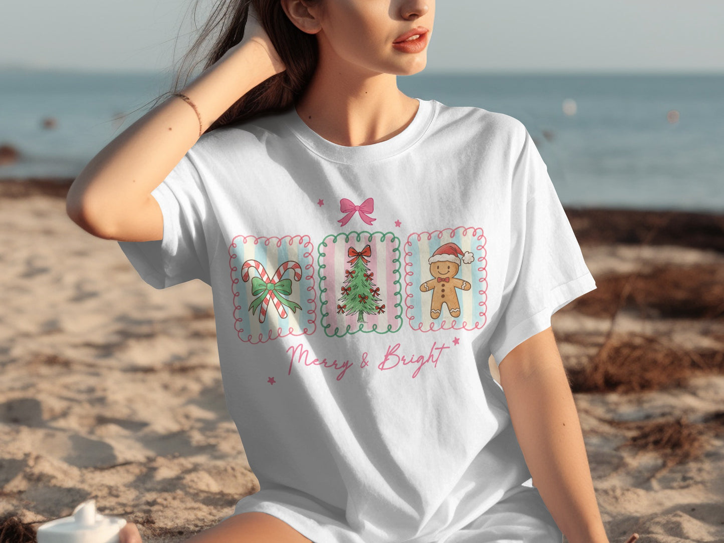 Merry & Bright Christmas Candy Tree Gingerbread T-shirt