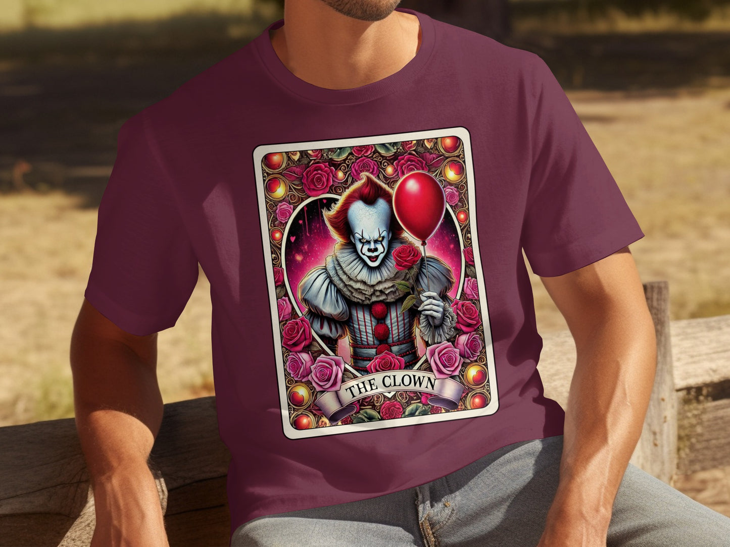 THE CLOWN Artwork Graphic Tee with Balloon Design