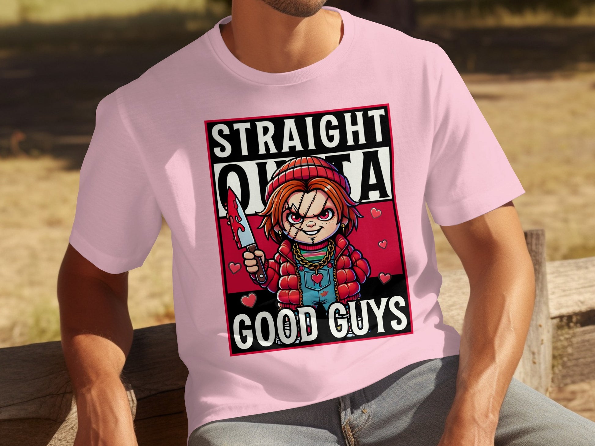 Straight Outta Good Guys Horror Graphic T-shirt
