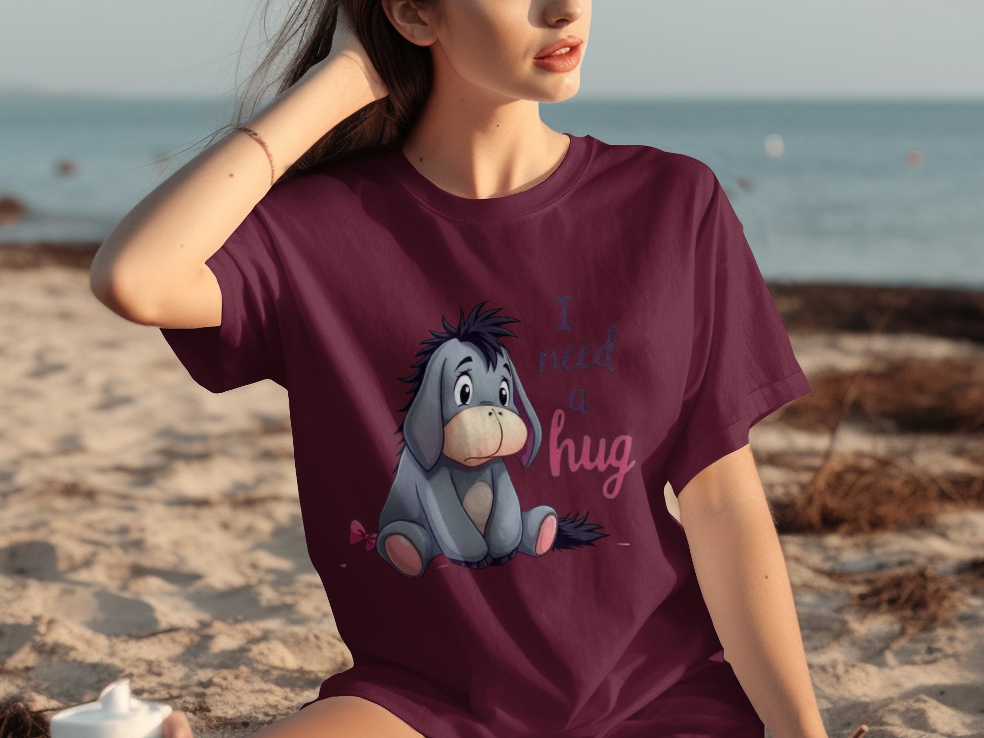 I Need a Hug Eeyore Graphic Print T-Shirt